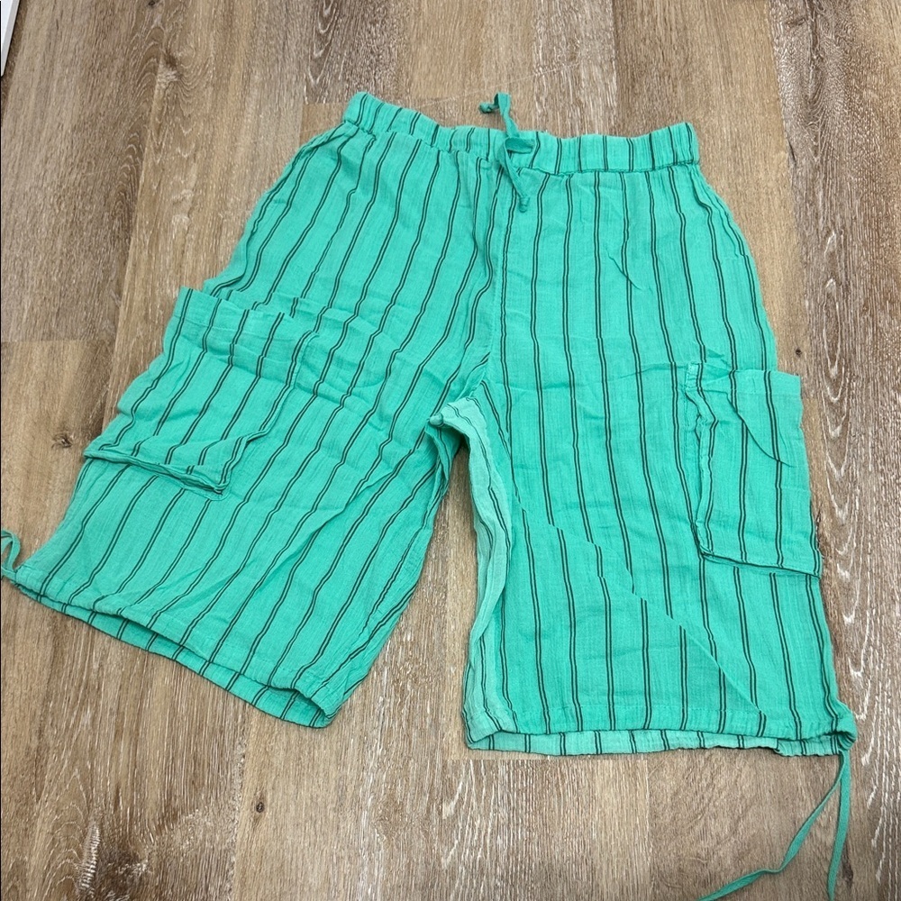 Free People Size SP Green Striped Women Shorts